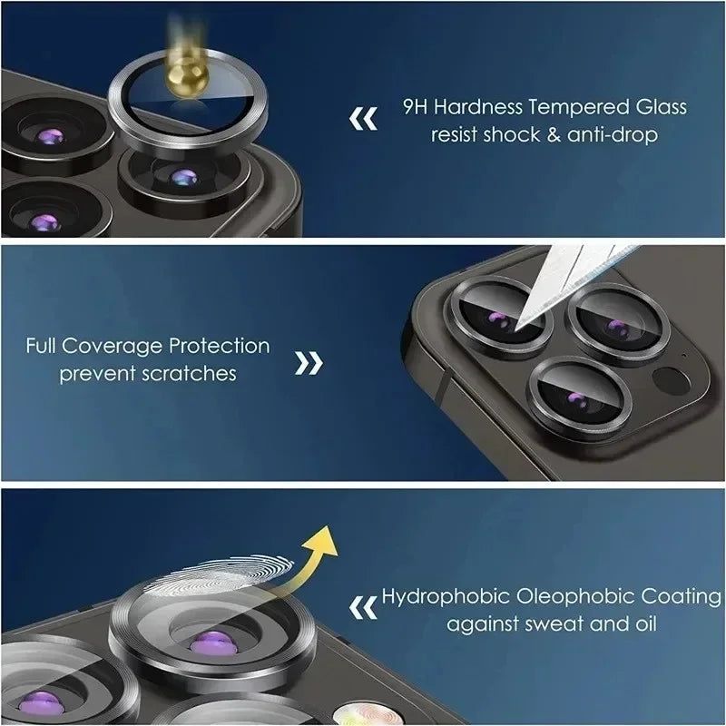 3-2pcs Metal Ring Camera Lens Protector for iPhone 12/13/14/15 pro Max 13 Mini 15 pro Max - Glass Lens Protection Beauty World Shop