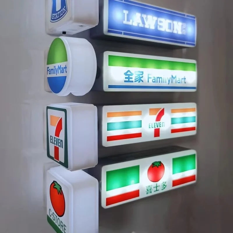 Hot Convenience Store Fridge Magnet Miniature Model Magnetic Attraction Decorate Night Light Atmosphere Light Glowing Signboard Beauty World Shop
