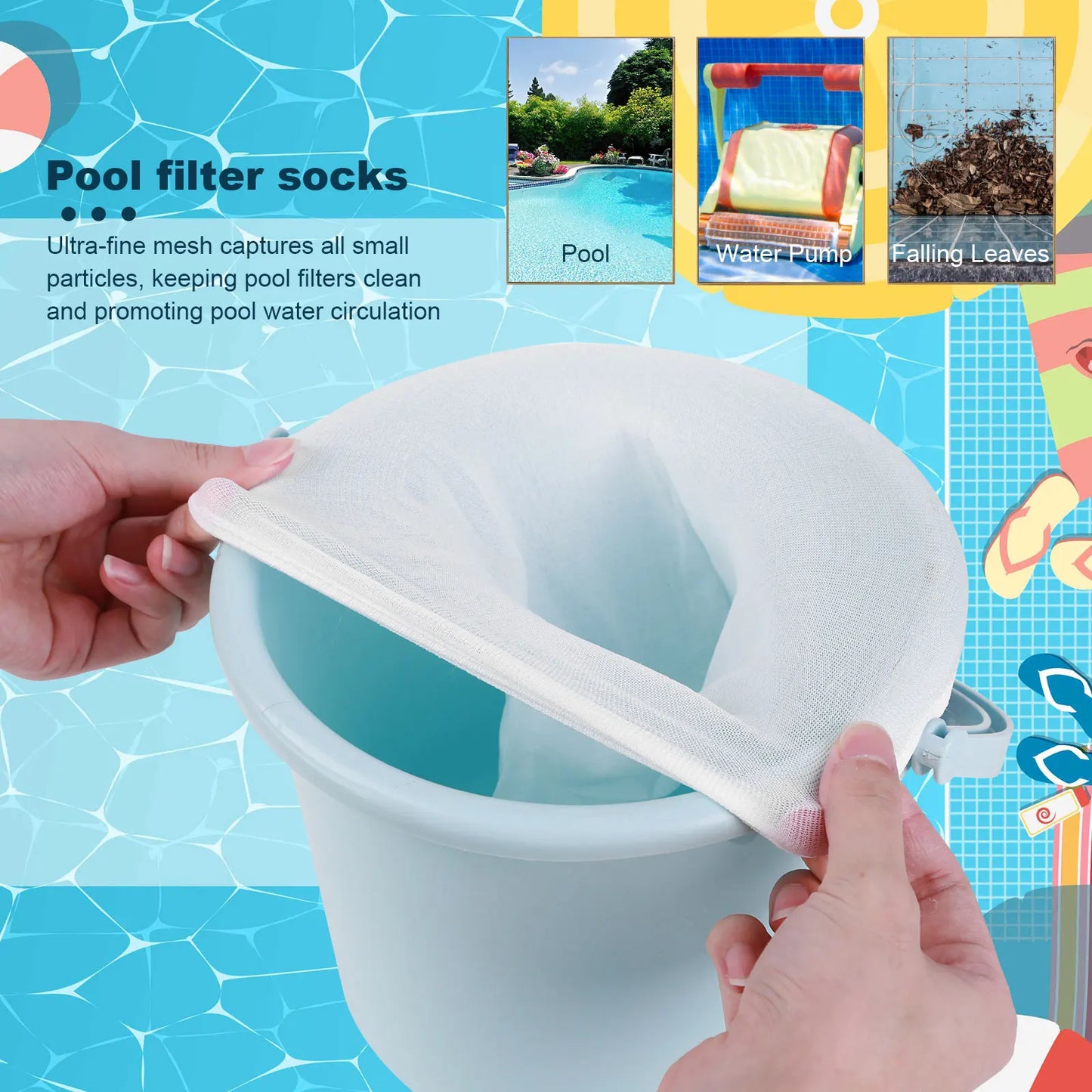 200-5PCS Pool Skimmer Socks Swimming Pool Filter Socks Basket Skimmer Elastic Nylon Mesh Pool Filter Debris Leaves Storage Socks Beauty World Shop