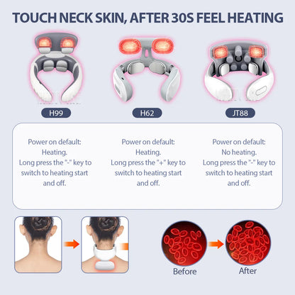 TENS Pulse Back Neck Massage Wireless Smart Sholder Cervical Massager Heating Muscle Punch Beating Health Care Tool