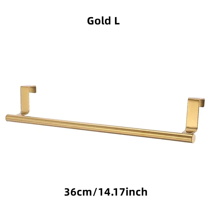 1Pcs Towel Rack Over Door Towel Bar Hanging Holder Stainless Steel Bathroom Kitchen Cabinet White Black Towel Rag Shelf Hanger Beauty World Shop