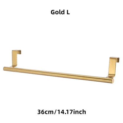 1Pcs Towel Rack Over Door Towel Bar Hanging Holder Stainless Steel Bathroom Kitchen Cabinet White Black Towel Rag Shelf Hanger Beauty World Shop