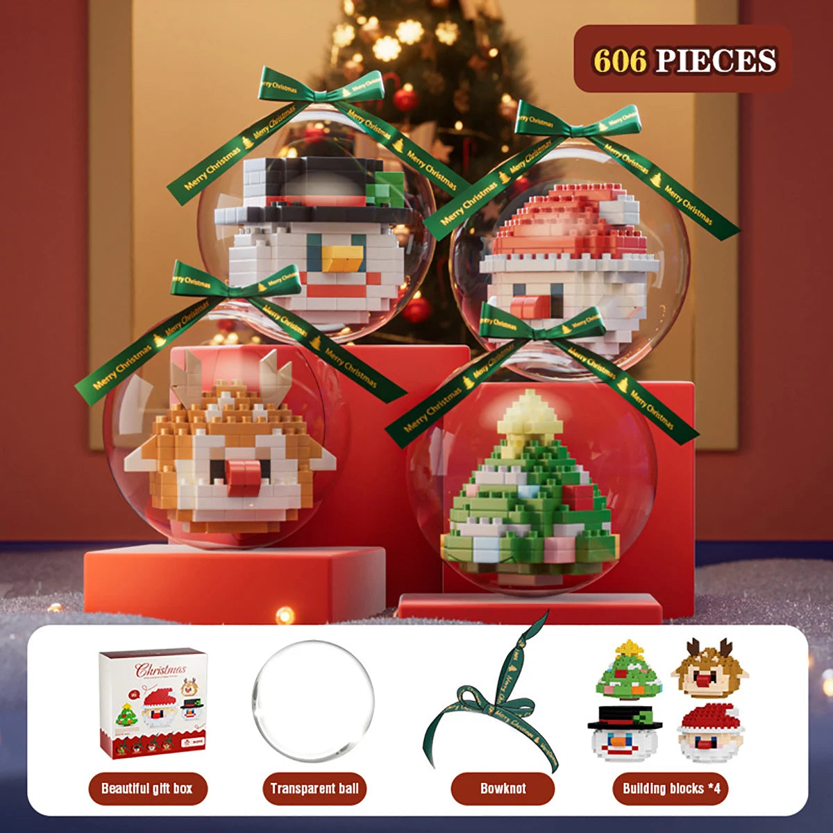 Christmas Building Block Santa Claus Snowman Elk Tree Micro Brick Puzzle Assembly Model Home Decoration Xmas Party Gift Kid Toy Beauty World Shop