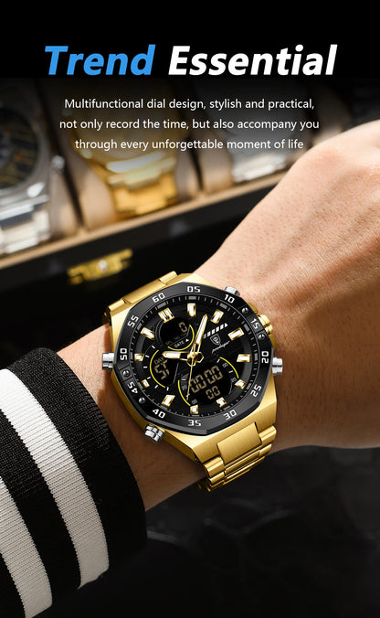 POEDAGAR Top Men Clock LED Luminous Waterproof Week Date Military Man Wristwatch Electronic Stainless Steel Quartz Men's Watches Beauty World Shop