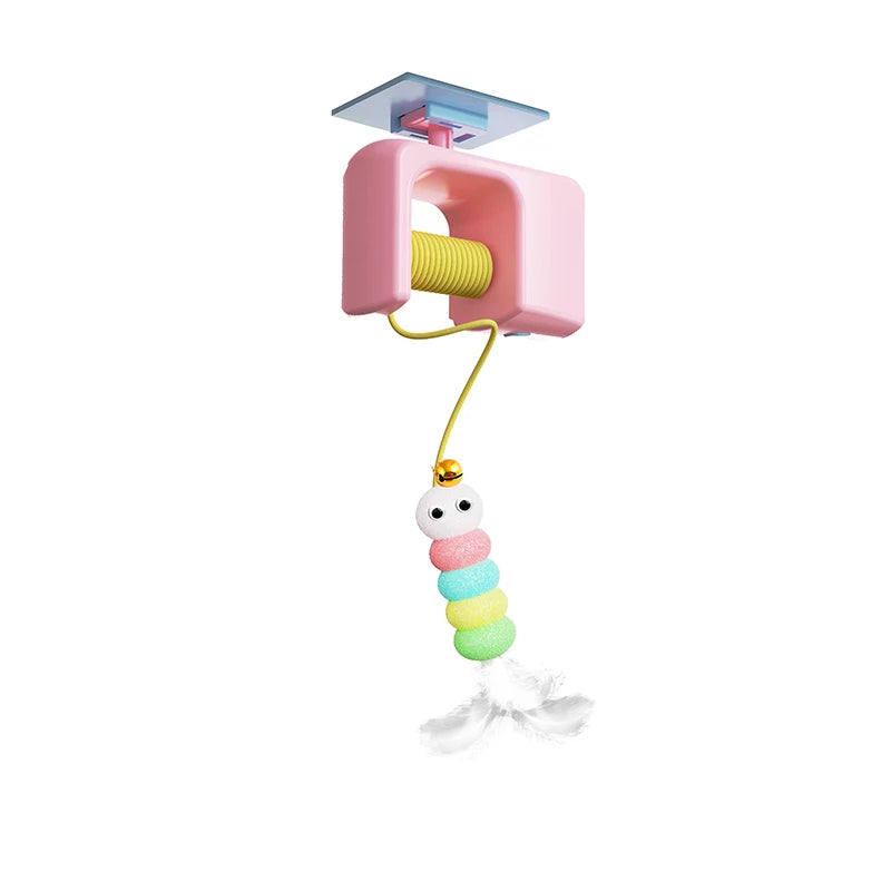 BOOTEELY Cat Teaser Stick Kitten Electric Hanging Mop Shaped Feather Bell Cat Teaser Accessories Hanging Swing Pet Spring Toy Beauty World Shop