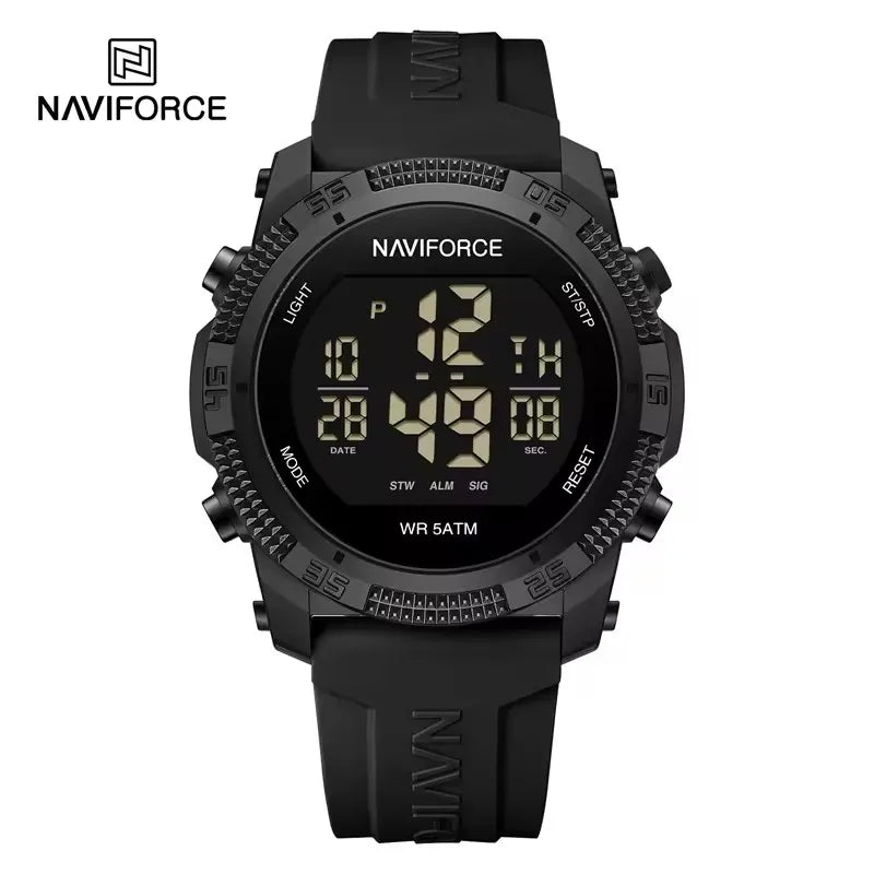 NAVIFORCE 7104 Sports Men's LCD Digital Leisure Date Week Alarm Clock Waterproof Silicone Strap Electronic Watch électronique Beauty World Shop