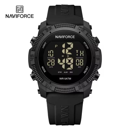NAVIFORCE 7104 Sports Men's LCD Digital Leisure Date Week Alarm Clock Waterproof Silicone Strap Electronic Watch électronique Beauty World Shop