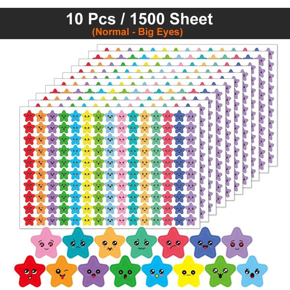 450-3000 Sheet Happy Face Stars Reward Sign Stickers Pack DIY Skateboard Suitcase Stationery Decals Decor Phone Laptop Gift Toys Beauty World Shop