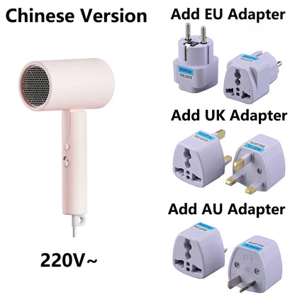 MIJIA Foldable Portable Hair Dryer H101,15m/s Airflow,50 million Negative Ion Dryers,4 Mode,1600W,220V CN Version With Adapter Beauty World Shop