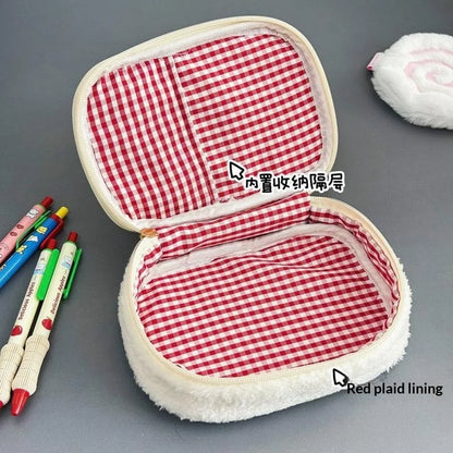 Cute Embroidered Strawberry Pencil Case Portable Stationery Pen Box Multi Functional Large Capacity Makeup Bag Storage Bag Beauty World Shop