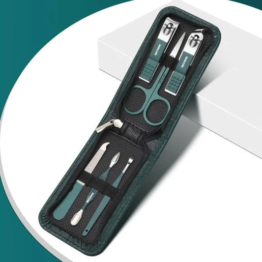 scissors set, Ear pick nail clipper tool, household nail clippers stainless steel pedicure knife,Green 6,piece set Beauty Fashion