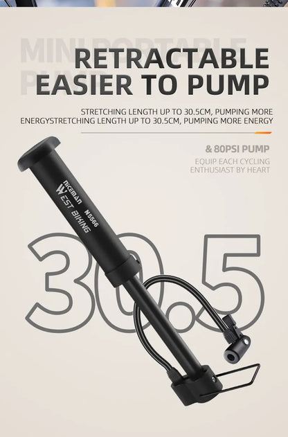 WEST BIKING MTB Bicycle Pump 80 PSI Bike Manual Air Pump Balloon Tire Inflator Schrader Valve Floor Pump Cycling Accesories Beauty World Shop