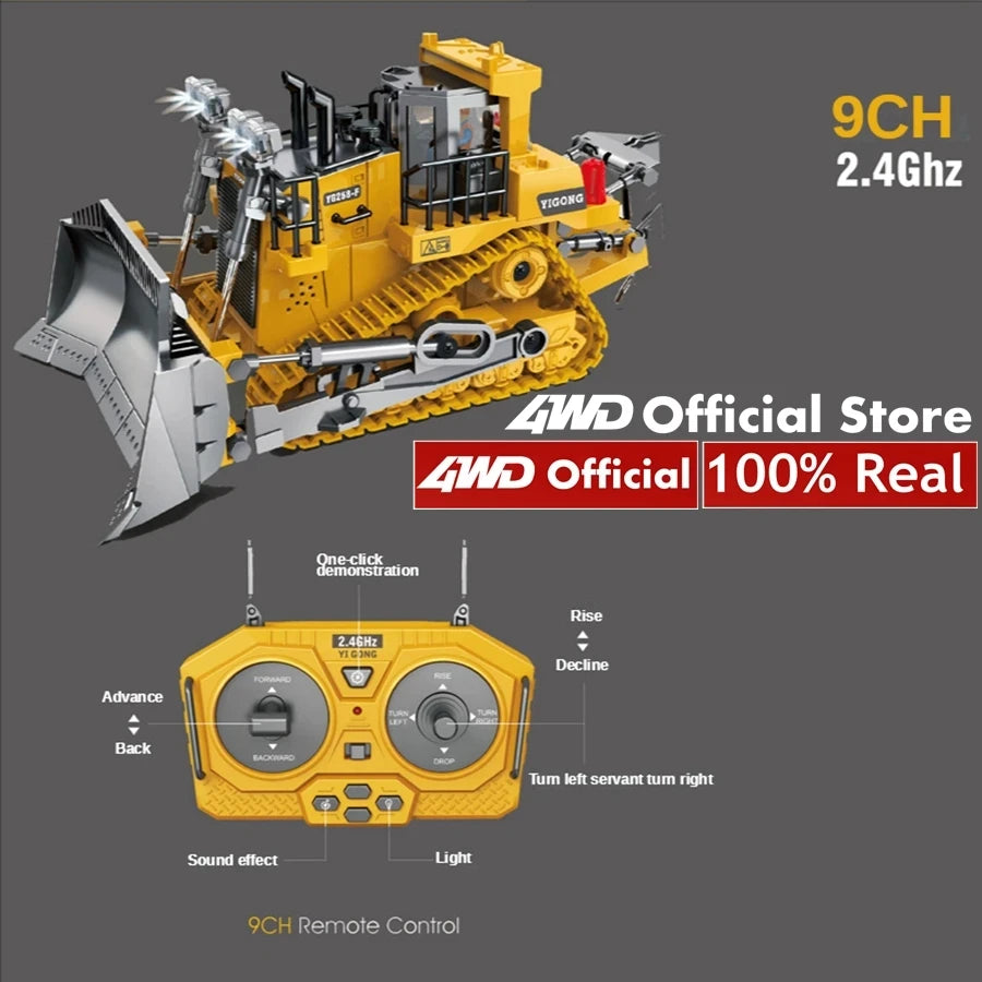 4WD Remote Control Excavator 4x4 Alloy Dump Truck Bulldozer Radio Model RC Car Construction Vehicle Toy Children Kids Gifts Beauty World Shop