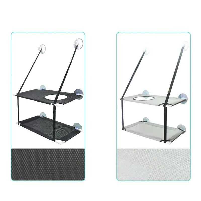 Cat Hammock Window Bed Kitten Sunny Seat Hanging Mount Beds Cat Sofa double-decker tunnels Suction Cup Wall Pet Hanging Winter Beauty World Shop