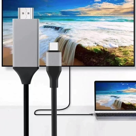Usb C To Hdmi-Compatible 4k/30hz Video Cable 1080p Type C 3.1 Hdtv Cord Same Screen For Macbook Pro Chromebook Pixel Beauty World Shop
