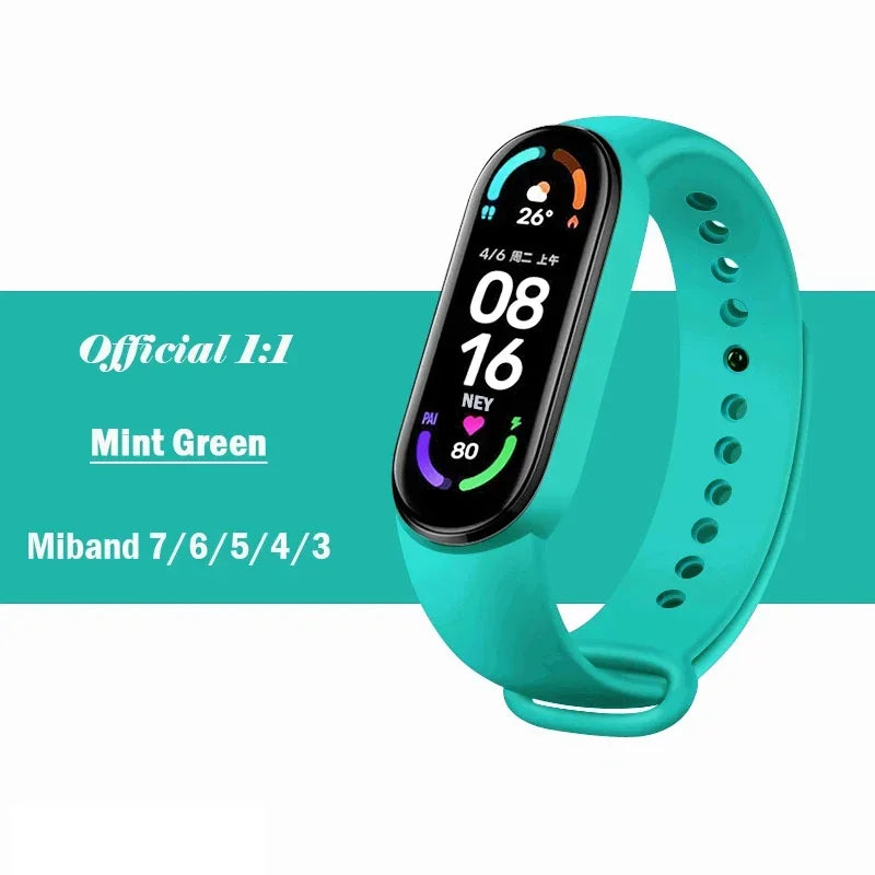 official Silicone Strap For Xiaomi Mi Band 4 5 6 7 Bracelet Sport Watch Wristband Miband4 miband7 Correa Mi band 3 4 5 6 7 Band Beauty Fashion