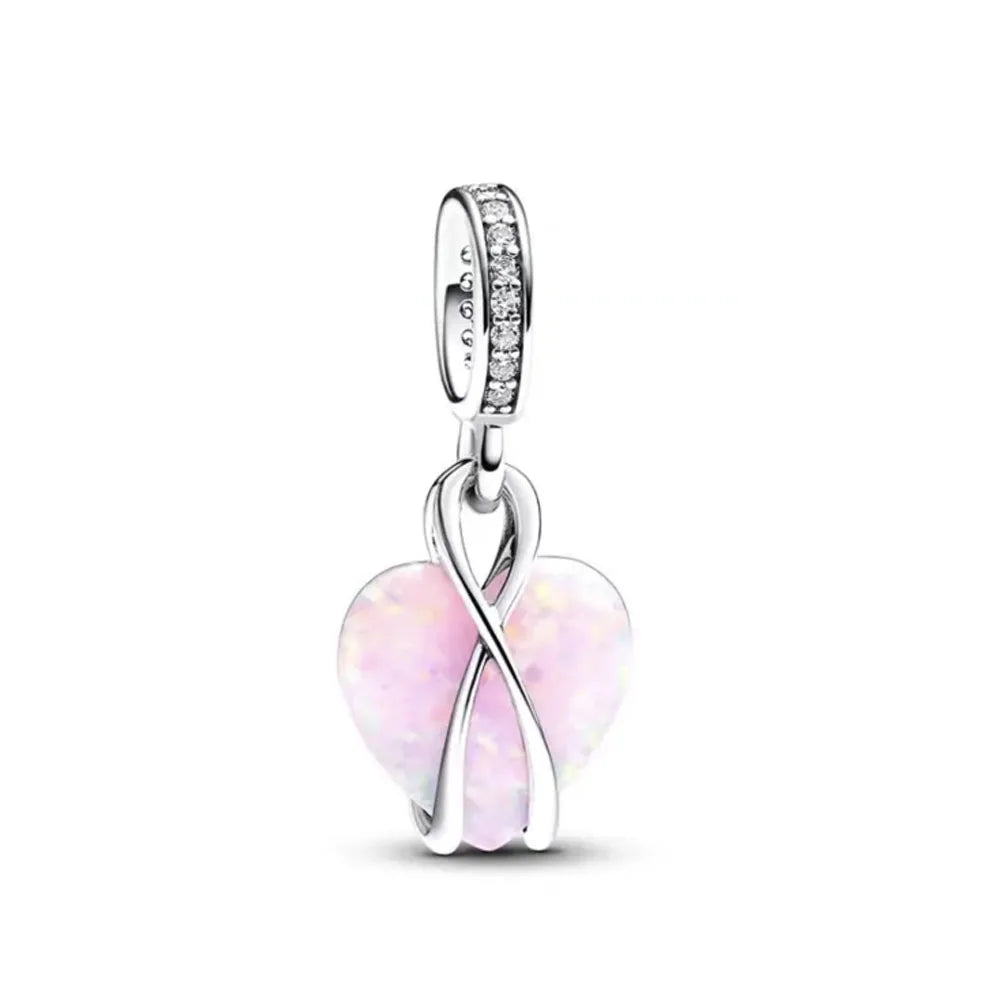 2025 Hot selling 925 Silver Pink Bird Moon Pendant Suitable for European Bracelets DIY Accessories Women's Charm Jewelry Gifts Beauty World Shop
