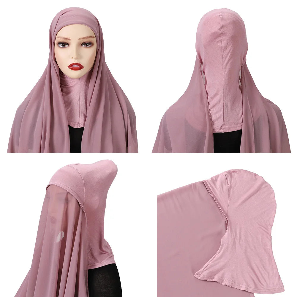 Full Cover Inner Muslim Chiffon Hijab Instant Scarf Islamic Cap Head Wear Caps Underscarf Bone Bonnet Headcover Beauty World Shop