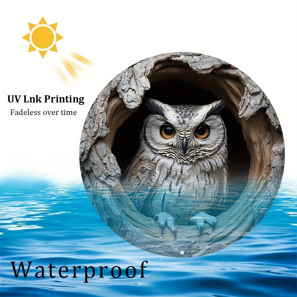 Contemporary Owl Wall Theme Round Wooden Home Kitchen Garden Club Garage Office Wall Decor Ideal Holiday Gift 8 inch Beauty World Shop