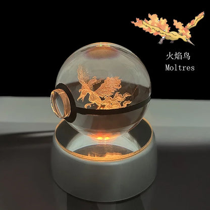 Pokemon Crystal Ball Pikachu Gengar Eevee Mewtwo Lacario Anime Game Pokeball Led Night Light Base Kids Birthday Gift Home Decor Beauty World Shop