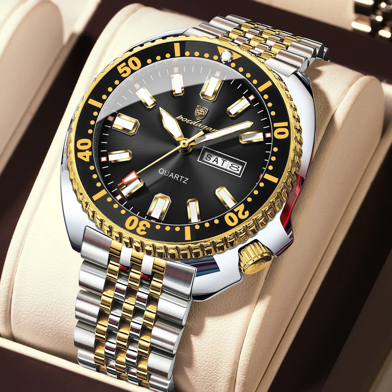 POEDAGAR Luxury Business Men Watch Date Week Waterproof Luminous Man Wristwatch Sport Stainless Steel Quartz Men's Watches Reloj Beauty World Shop