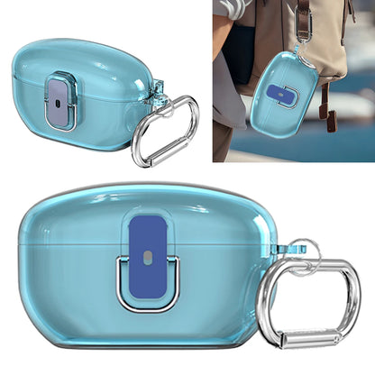 Secure Lock Clear Case Shockproof Protective Cover Skin Anti-drop with Carabiner for Sony WF-1000XM5 (2023) Wireless Earbuds