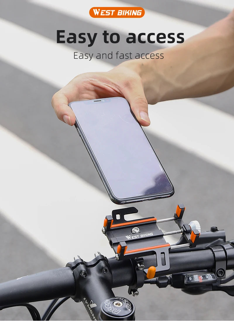 WEST BIKING Bicycle Mobile Phone Holder 360° Rotatable  Aluminum Alloy Phone Holder Five Claws Adjustable MTB Road Bike Bracket Beauty World Shop