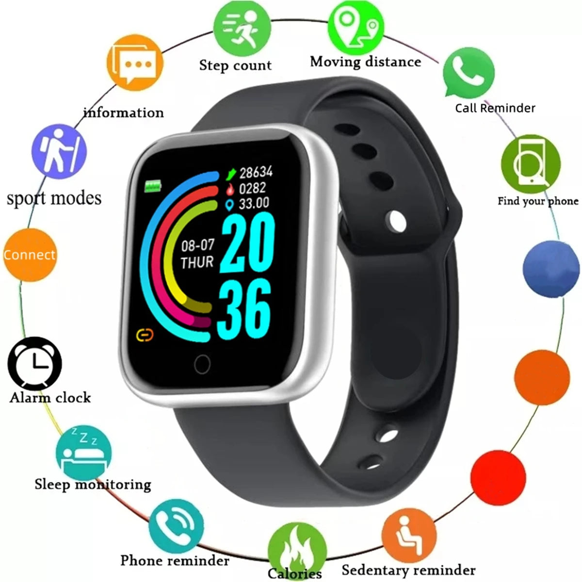 Smartwatch Men Women Wristwatches Smart Watch Message Fitness Monitor Bracelet Birthday Gift Electronic Clock For Android IOS Beauty World Shop