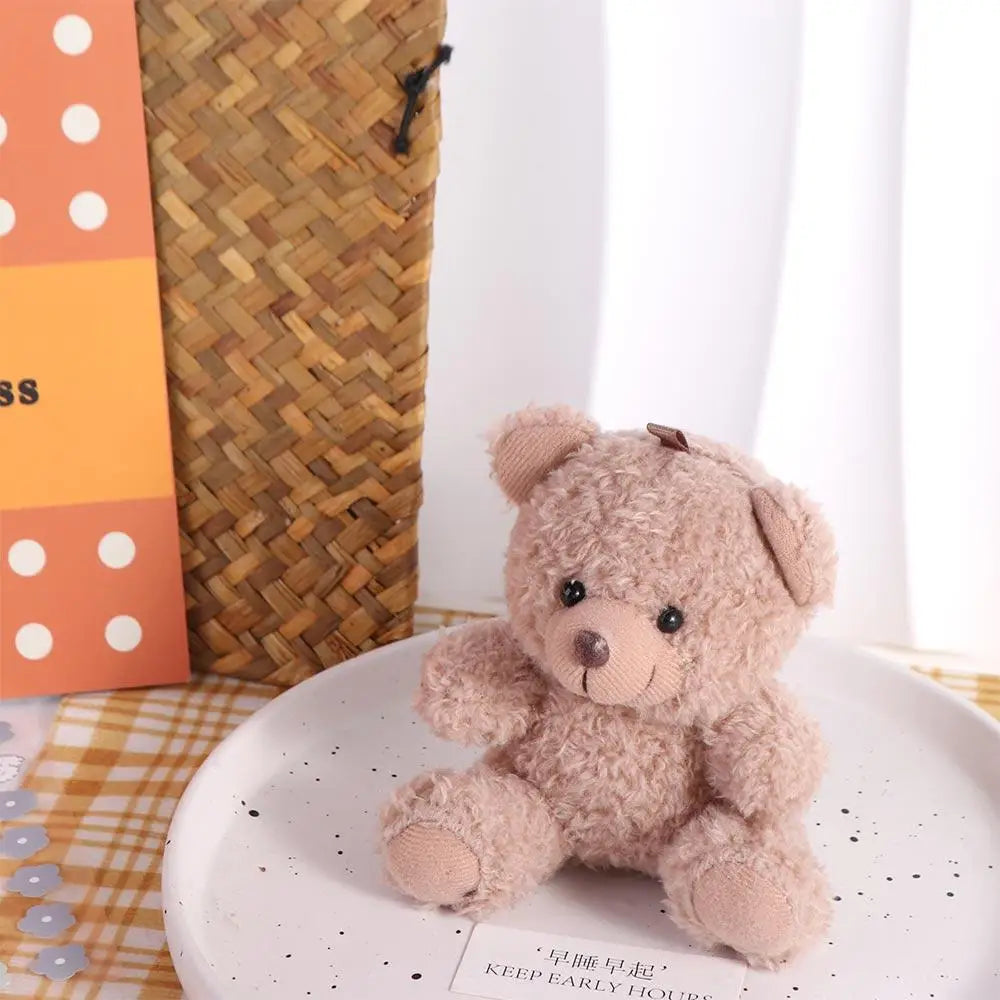 Stuffed Animals Plush Little Bear keychain Plush Doll Animal Bear Curly Plush Sitting Doll Couple Toy Soft Bear Bag Pendant Beauty World Shop