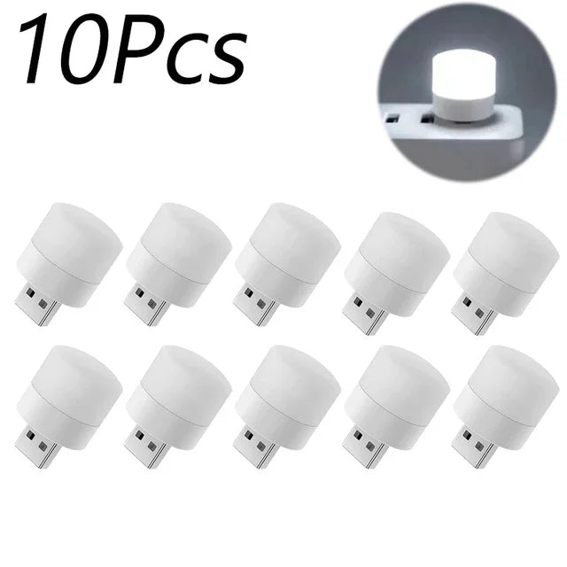 Small USB Night Light Computer Mobile Power Charging Mini Book Lamps LED Light Warm White Eye Protection Reading Light 1/10Pcs Beauty World Shop