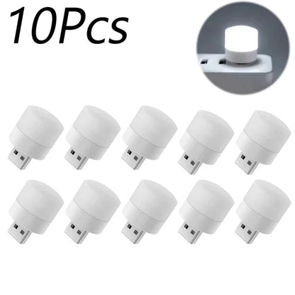 Small USB Night Light Computer Mobile Power Charging Mini Book Lamps LED Light Warm White Eye Protection Reading Light 1/10Pcs Beauty World Shop