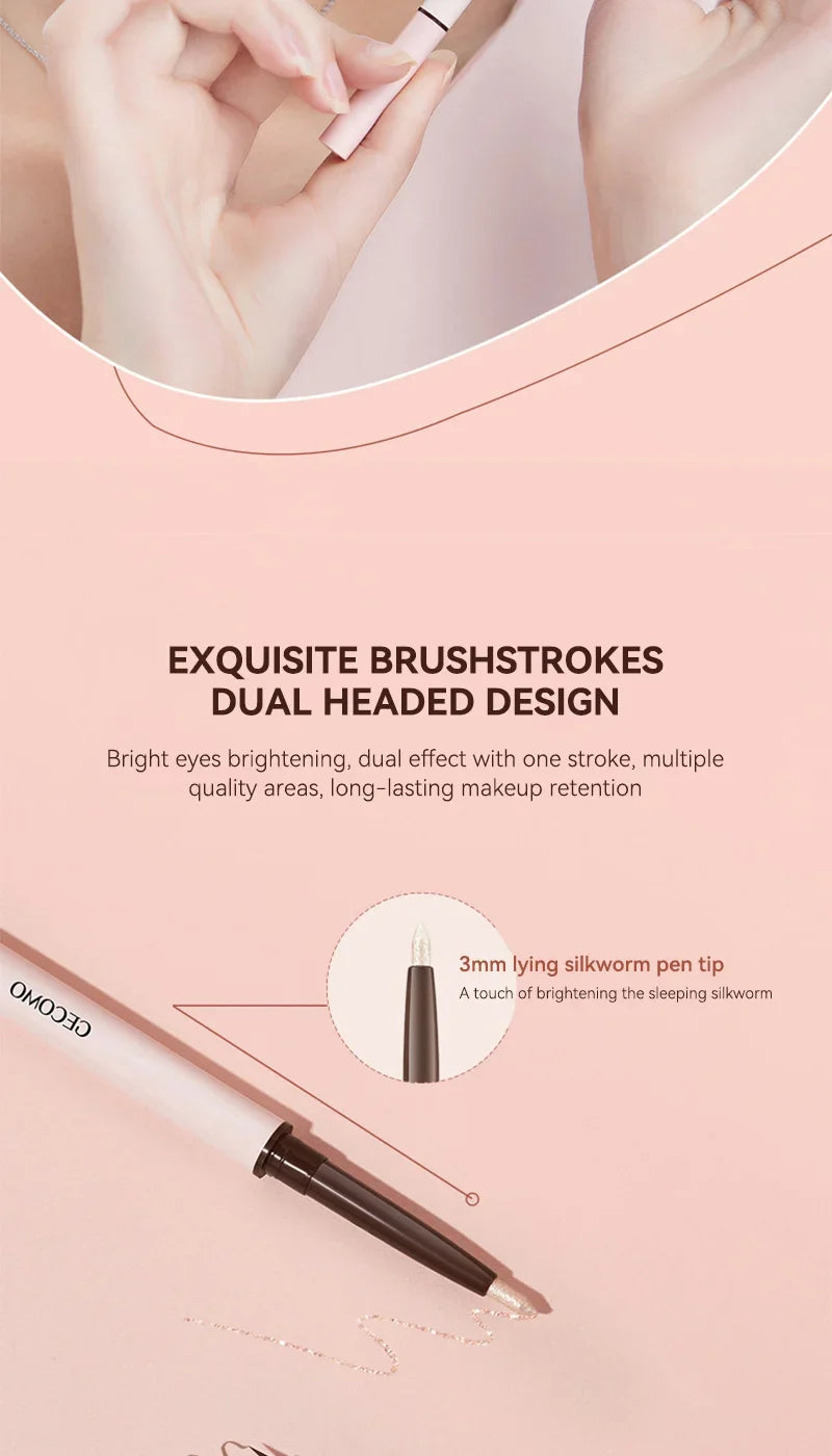 GECOMO 3D star eye double head silkworm pen, keep makeup lasting, waterproof and not easy to stain, brighten Beauty Trend Shop