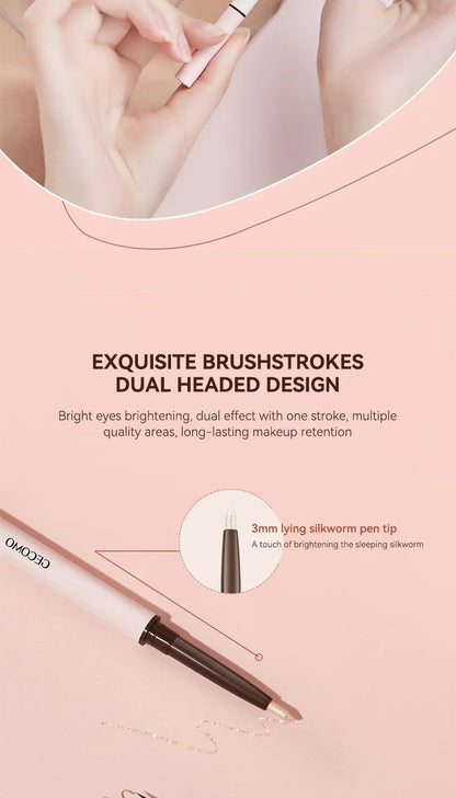 GECOMO 3D star eye double head silkworm pen, keep makeup lasting, waterproof and not easy to stain, brighten Beauty Trend Shop