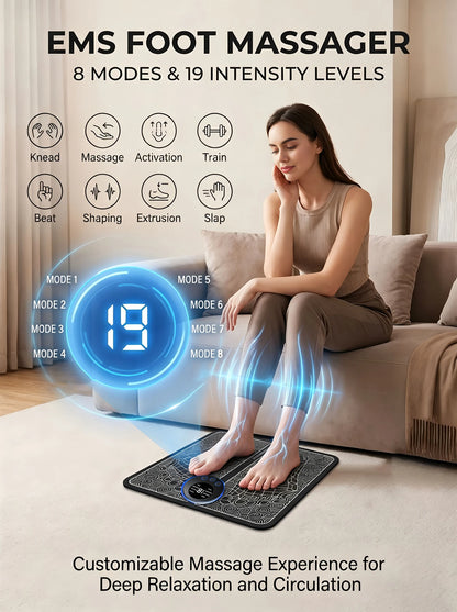 EMS Foot Massager Rechargeable Massage Pad Foot Relaxation Pad Electric Foot Massage Tools Promote Blood Circulation Beauty World Shop