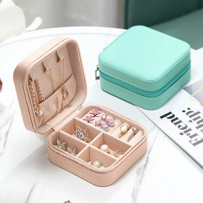 Simple ins macaroon jewelry box travel travel studs necklace ring jewelry box, portable Beauty World Shop