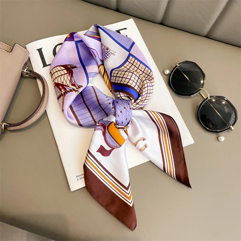 60Colors Luxury Scarf Women 70*70Cm Silk Feel Square Hair Wrapping Foulard Satin Shawl Big Size Head Bandana Hijab Handkerchief Beauty World Shop