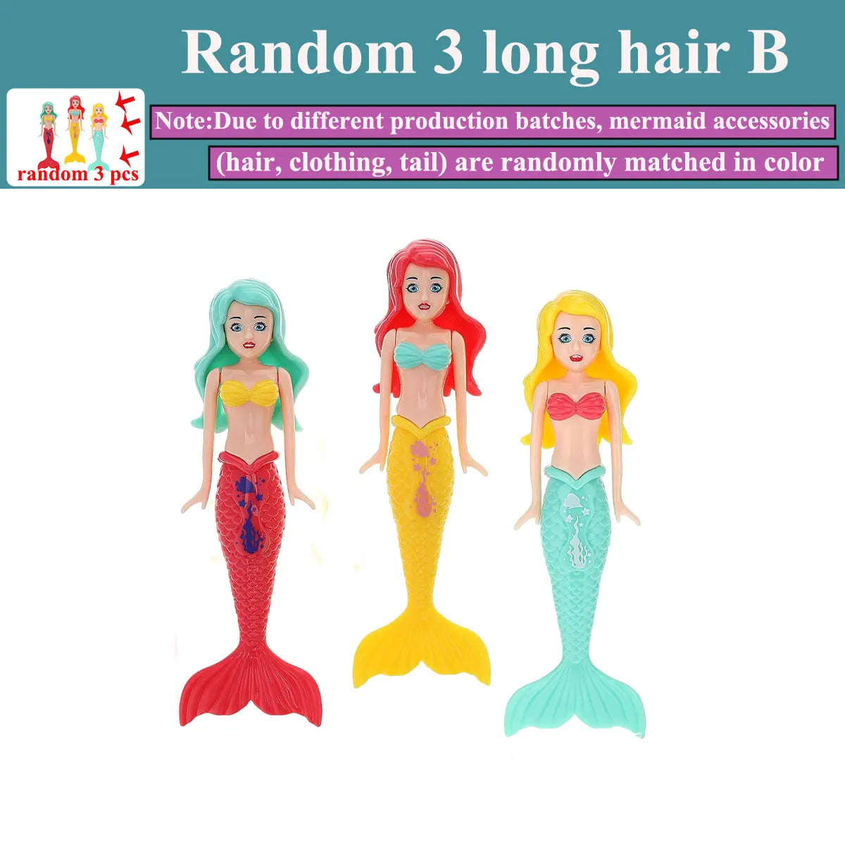 4/3 PCS 1 bag Mermaid Water Play Toys Different Style for Swimming Children Game in Sun Pool/Beach/Bath Time Gift Color Random Beauty World Shop