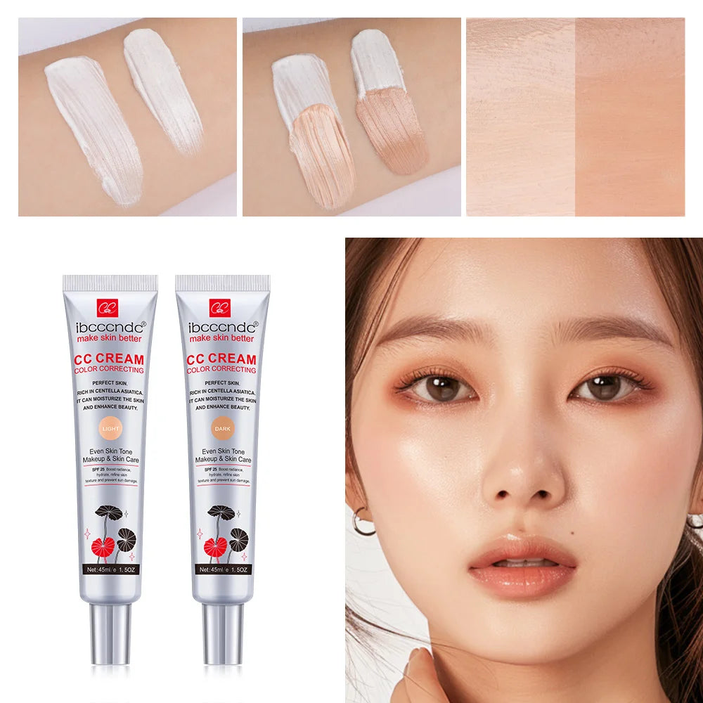 45ml Color Correcting CC Cream Facial Centella Asiatica Repair BB Cream Natural Concealer Whitening Liquid Foundation Cosmetics Beauty World Shop