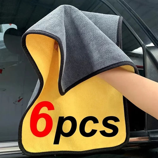 1/2/3/6/10pcs 30X60cm Microfiber Car Cleaning Towels Soft Quick Drying for Windows Mirrors Wiping Rags Double Layer Wash Cloth Beauty World Shop