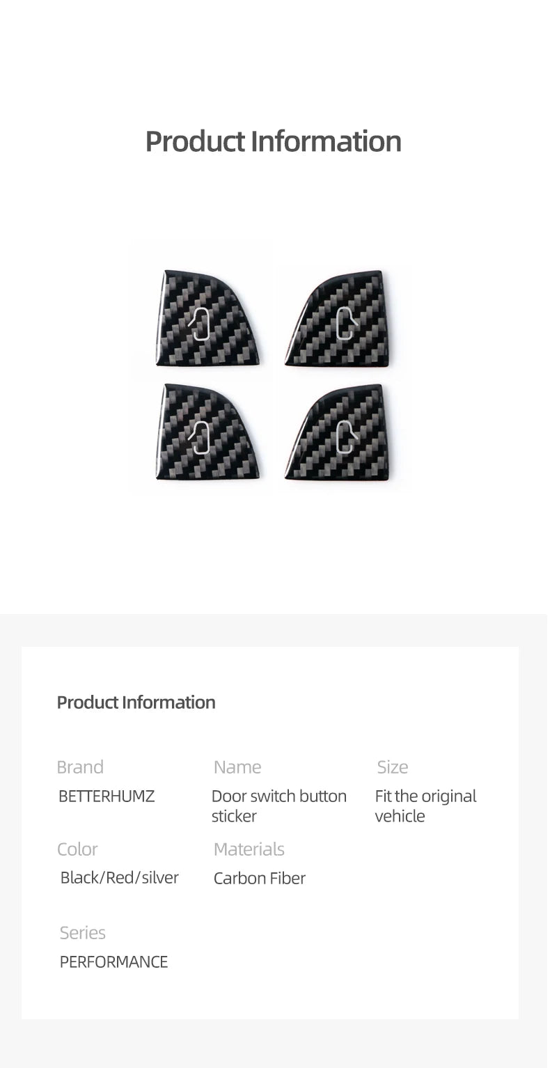 For Tesla Model Y 2019-2025 Juniper Model 3 Highland 2024 Carbon Fiber Car Interior Door Switch Button Trim Stickers Accessories Beauty World Shop