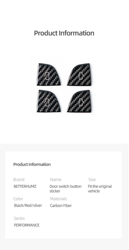 For Tesla Model Y 2019-2025 Juniper Model 3 Highland 2024 Carbon Fiber Car Interior Door Switch Button Trim Stickers Accessories Beauty World Shop