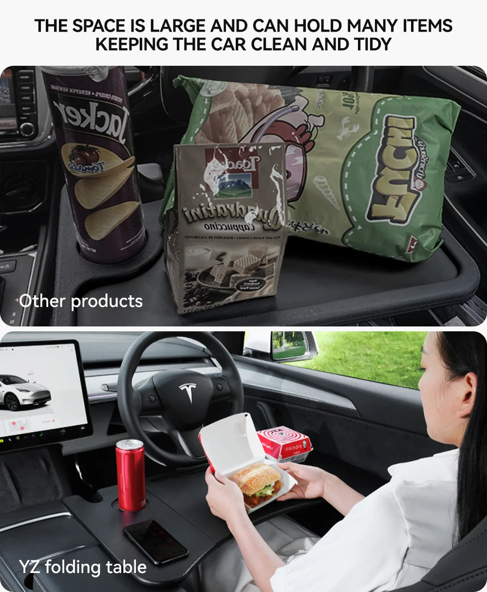 YZ For Tesla Model 3 Highlan Modle Y X S 2018-2026  Steering Wheel Laptop Tray Travel Desk Portable Office Table Car Accessories Beauty World Shop