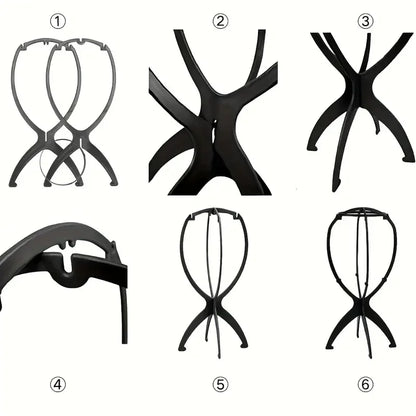 1PCS Folding Wig Stand Holder Plastic Adjustable Portable Hat Display Stand Durable Mannequin Dummy Head Plastic Beauty World Shop