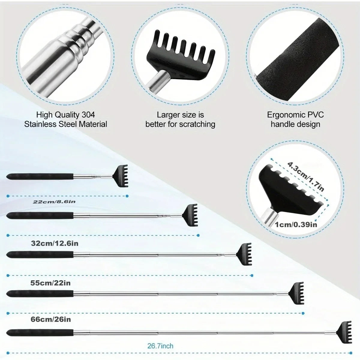 Portable Extendable Back Scratcher Stainless Steel Telescoping Back Scratcher Tool Telescopic Back Scratching Tool Massage Gift Beauty World Shop