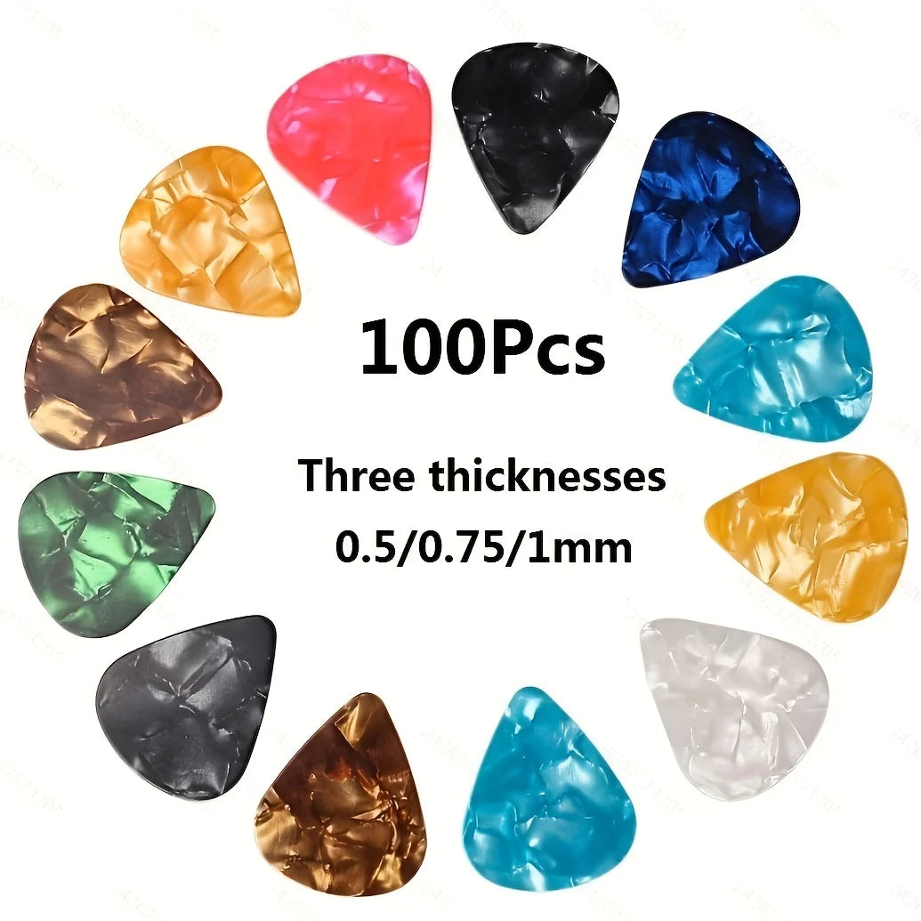 Miwayer Guitar Pick 100 Pcs Mixed Colorful Guitar Picks Assorted Pearl Variety Sampler Pack Celluloid 0.46mm 0.71mm 0.96mm Beauty World Shop