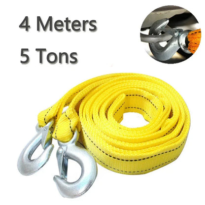 1 Pcs 3M/4M Car Tow Cable Heavy Duty 3Ton/5Ton Trailer Rope Towing Pull Rope Strap Hooks Van Road Recovery Car Accessories Beauty World Shop