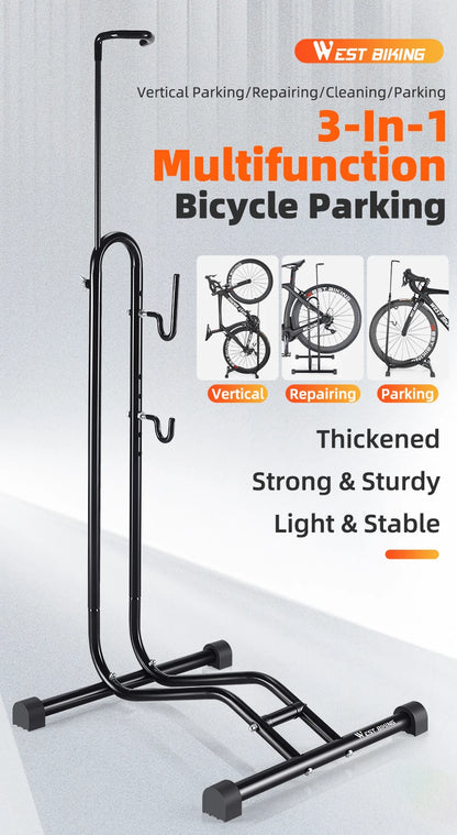 WEST BIKING 3 In 1 Bicycle Parking Rack Multifunctional Bike Indoor Garage Storage Stand MTB Road Bike Maintenance Repair Stand Beauty World Shop