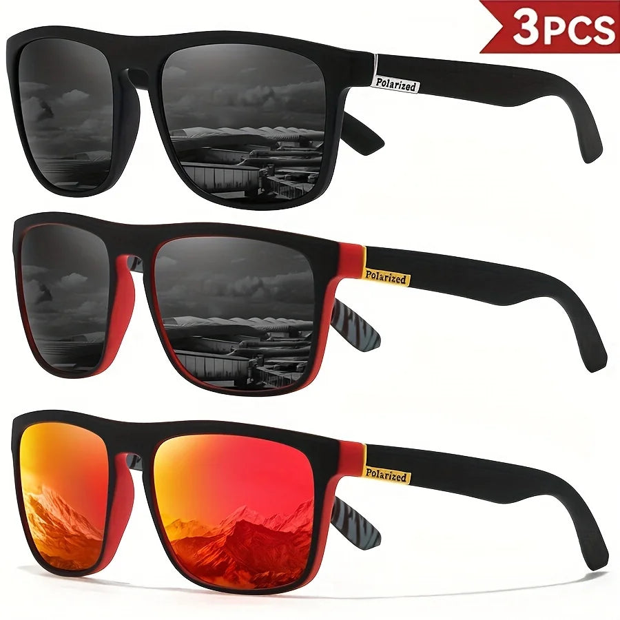 1-4PCS Men Classical Square Polarized Sports Sunglasses Lightweight PC Frame UV400 for Driving Fishing Cycling Unisex Durability Beauty World Shop