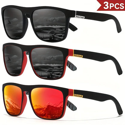 1-4PCS Men Classical Square Polarized Sports Sunglasses Lightweight PC Frame UV400 for Driving Fishing Cycling Unisex Durability Beauty World Shop
