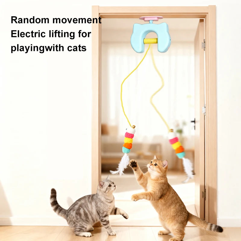 New Type Of Electric Cat Toy with 2 Ropes Smart Hanging Door Auto Swing Feather Toy A Self-entertainment And Cat-teasing Wonder Beauty World Shop